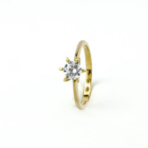 Anillo Solitario compromiso oro 18k con circón