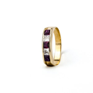 Anillo cintillo en riel oro 18k con circón
