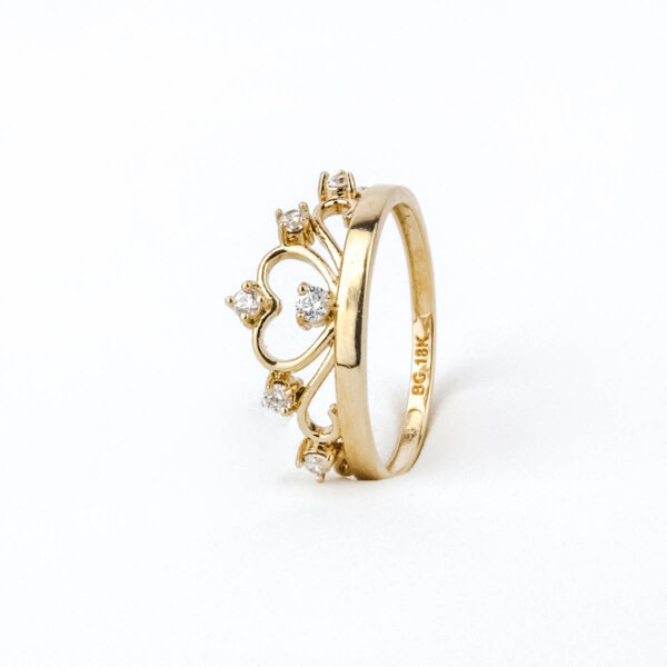 Anillo corona oro 18k con 6 circones