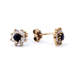 Aros roseta oro 18k con circones