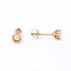 Aros perla cultivada cuello de payaso oro 18k Talla 1