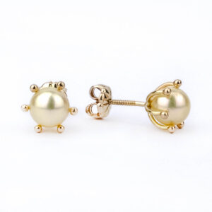 Aros perla cultivada pistilo oro 18k Talla 4