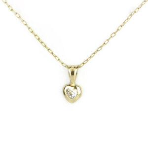 Colgante corazón de oro 18k con circón y cadena limada