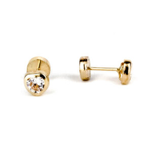 Aros abridores corazón oro 18k con circón