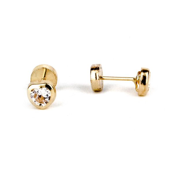 Aros abridores corazón oro 18k con circón