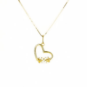 Conjunto de oro 18k corazón circón Italiano