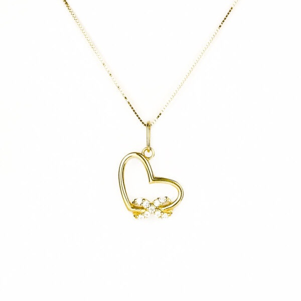 Conjunto de oro 18k corazón circón Italiano