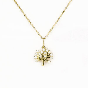 Conjunto de oro 18k arbol de la vida circón Italiano