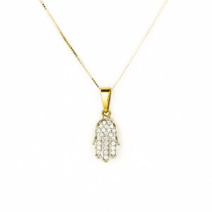 Conjunto de oro 18k mano de Fátima circón Italiano
