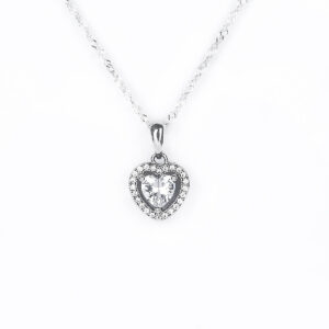 Conjunto de plata corazón circón Italiano
