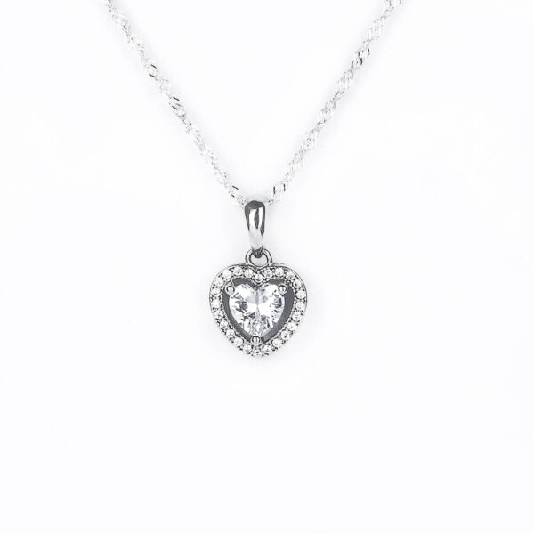 Conjunto de plata corazón circón Italiano