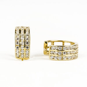 Aros argolla triple Italiano oro 18k con circón