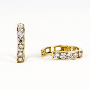 Aros argolla circón oro 18k Italiano