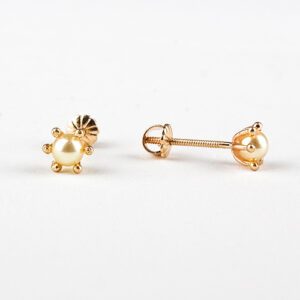 Aros perla cultivada pistilo oro 18k Talla 2