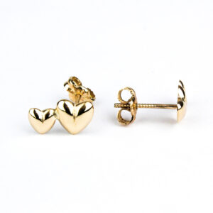 Aros de oro 18k corazón grande y chico