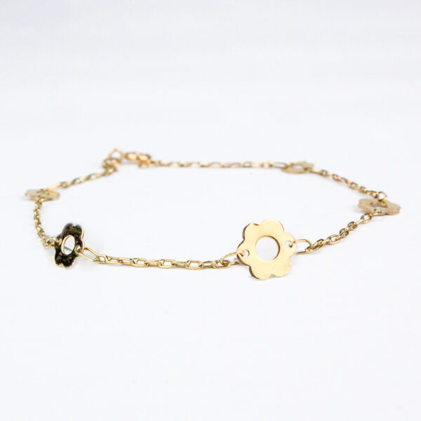 Pulsera flores oro 18k