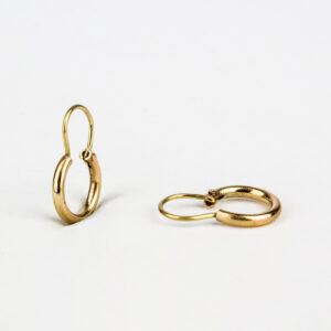 Aros argolla tubo gancho oro 18k talla 1