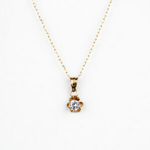 Colgante chatón italiano de oro 18k y cadena limada