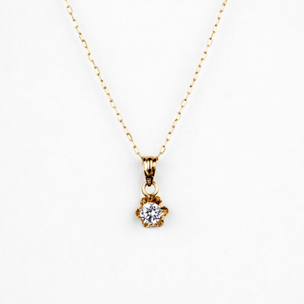 Colgante chatón italiano de oro 18k y cadena limada