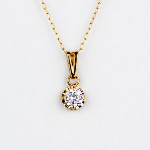 Colgante chatón talla 2 oro 18k y cadena limada