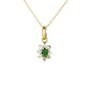Colgante Leidy circones y cadena limada oro 18k