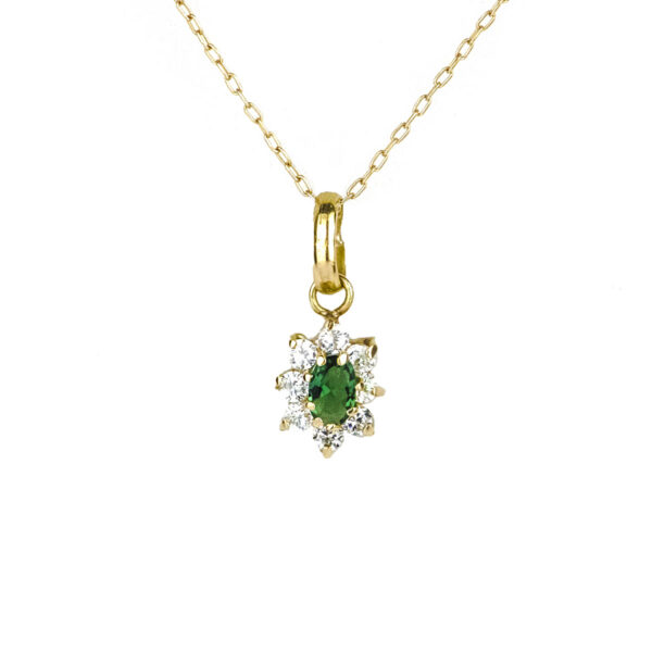 Colgante Leidy circones y cadena limada oro 18k