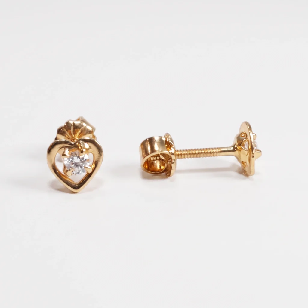 Aros corazón oro 18k con circón, vista 1