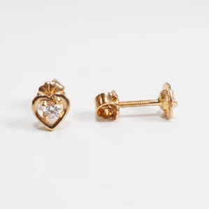 Aros corazón oro 18k con circón, vista 1